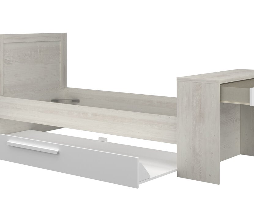 Kinderbed Shipley - Grijs eiken met wit