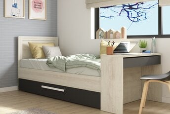 Kinderbed Shipley - Grijs eiken met Antraciet