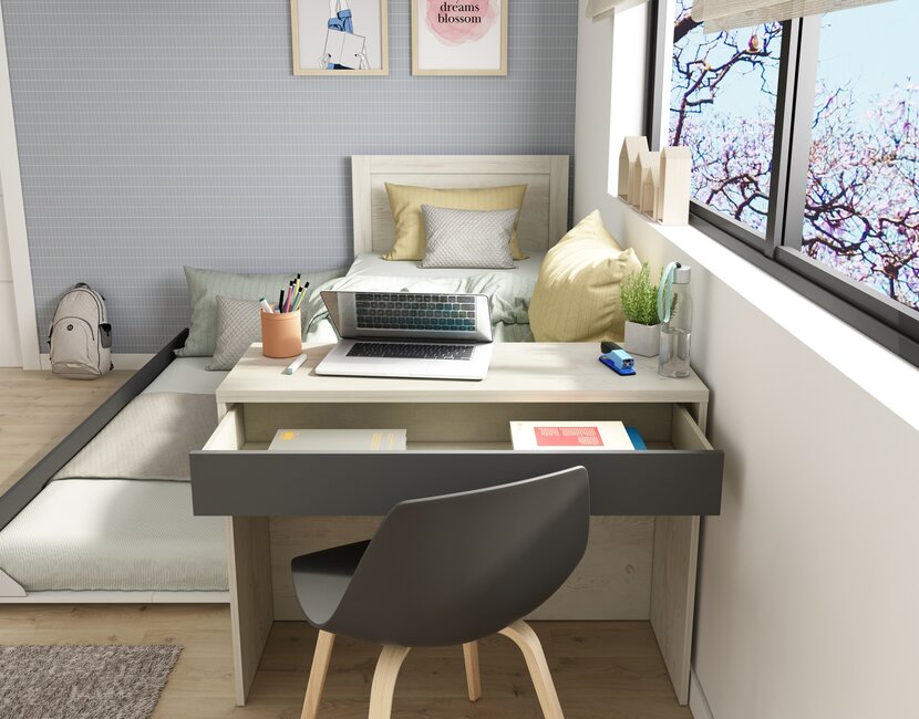 Kinderbed Shipley - Grijs eiken met Antraciet