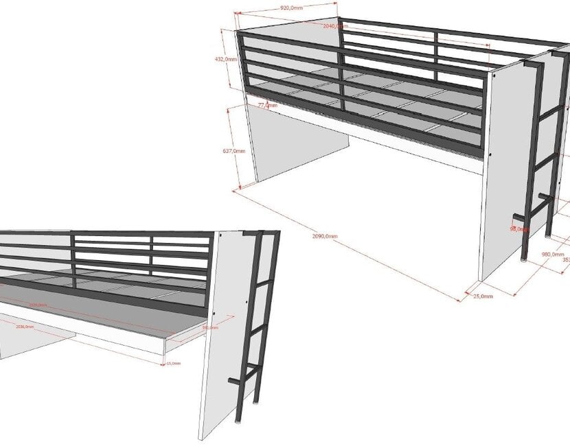 Halfhoogslaper Sam - met 2 boekenkasten
