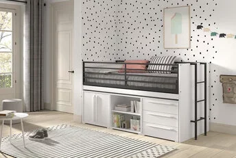 Halfhoogslaper Sam wit - met 3 kasten