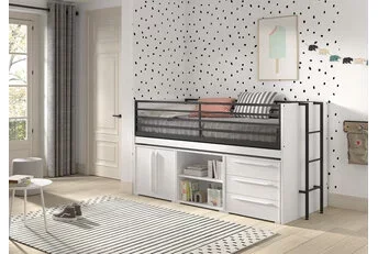 Halfhoogslaper Sam wit - met 3 kasten