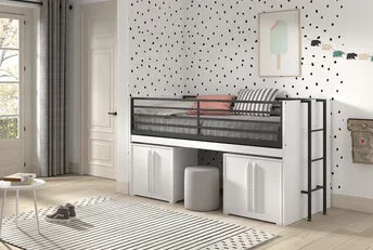 Halfhoogslaper Sam wit - met 2 kasten