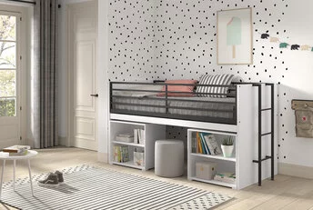 Halfhoogslaper Sam wit - met 2 boekenkasten