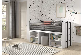 Halfhoogslaper Sam wit - met 2 boekenkasten