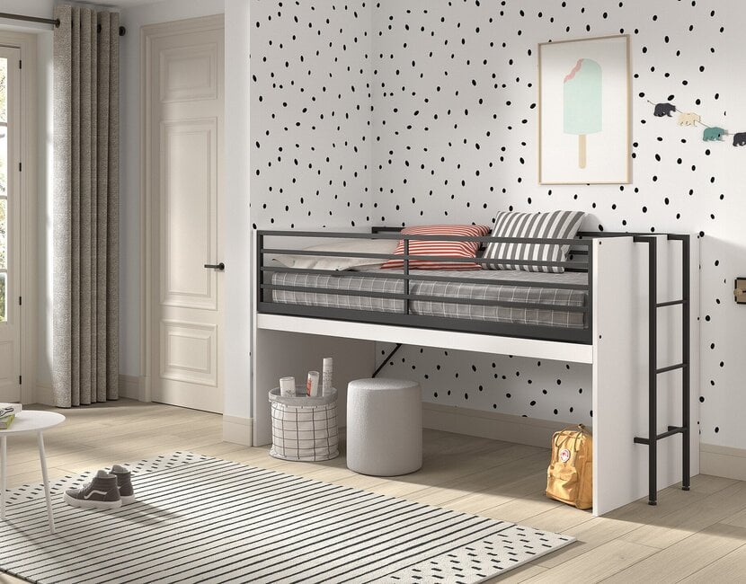 Halfhoogslaper Sam wit - met 2 ladekasten