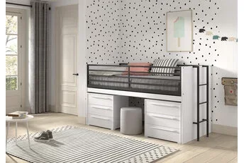 Halfhoogslaper Sam wit - met 2 ladekasten