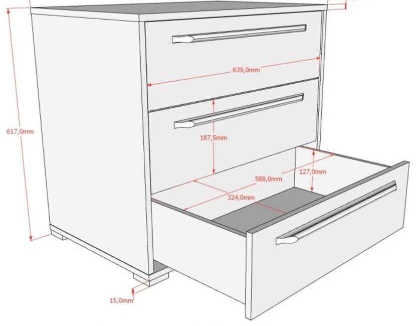 Halfhoogslaper Sam wit - met 2 ladekasten