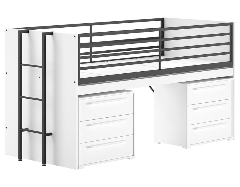 Halfhoogslaper Sam wit - met 2 ladekasten