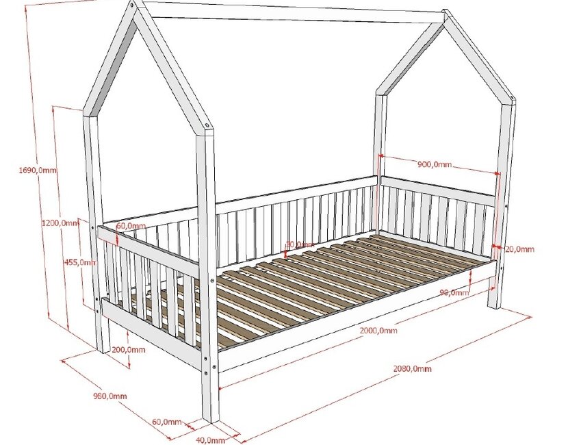 Bedhuisje Cabane - Naturel Grenen- bedbank