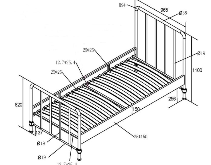 Kinderbed Bronxx - Zwart - 90x200