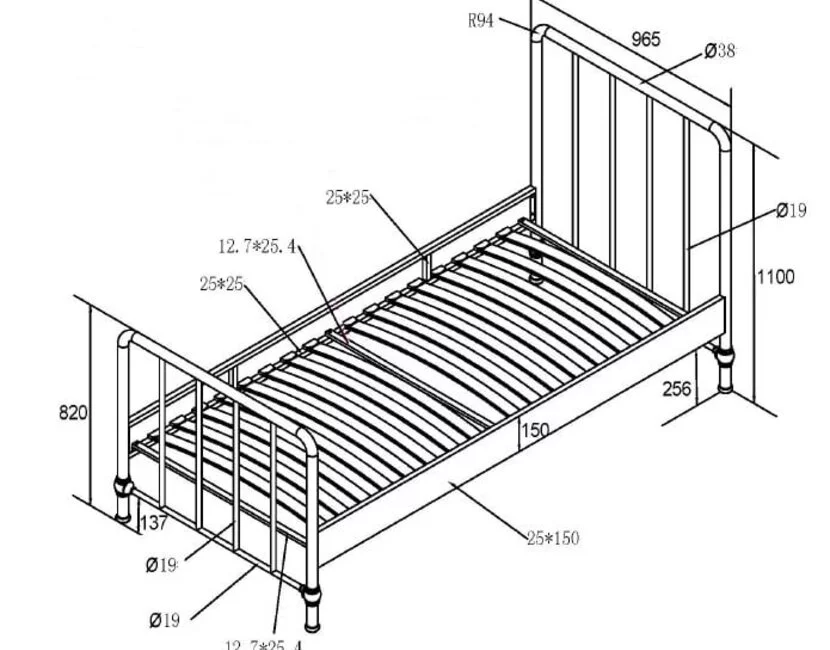 Kinderbed Bronxx - Blauw - 90x200