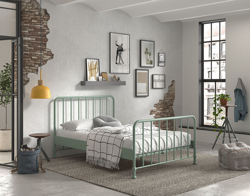 Kinderbed Bronxx - Olijfgroen - 140x200