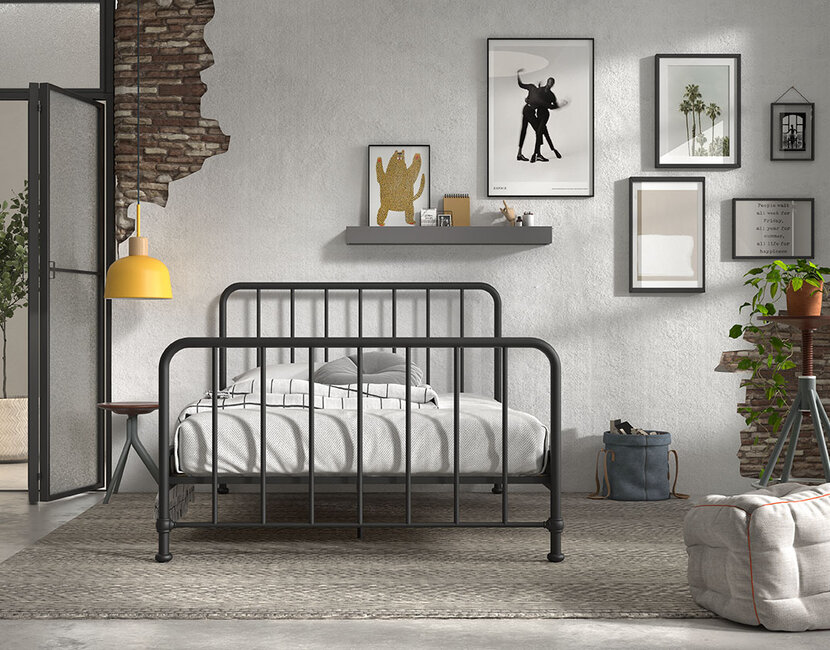 Kinderbed Bronxx - Zwart - 140x200