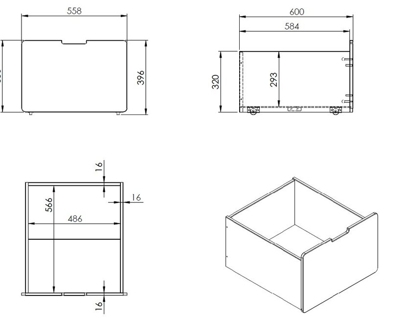 Halfhoogslaper Scott - laag model - 90x200 - met 3 lades