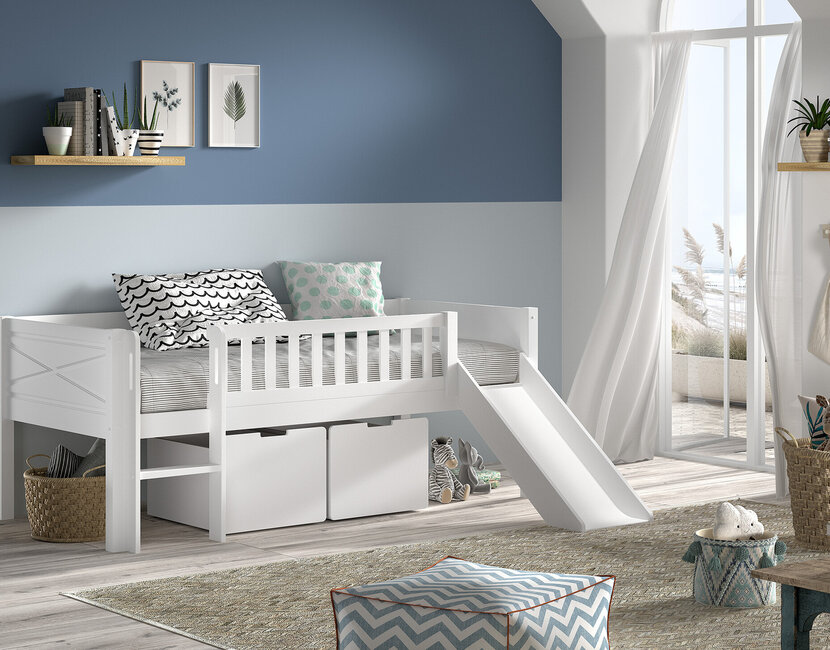 Halfhoogslaper Scott - laag model met glijbaan en lades