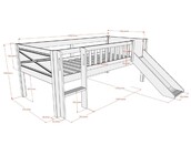 Halfhoogslaper Scott - laag model met glijbaan en lades