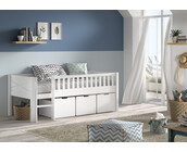 Halfhoogslaper Scott - Wit - 90x200 - laag model met glijbaan en 2 lades