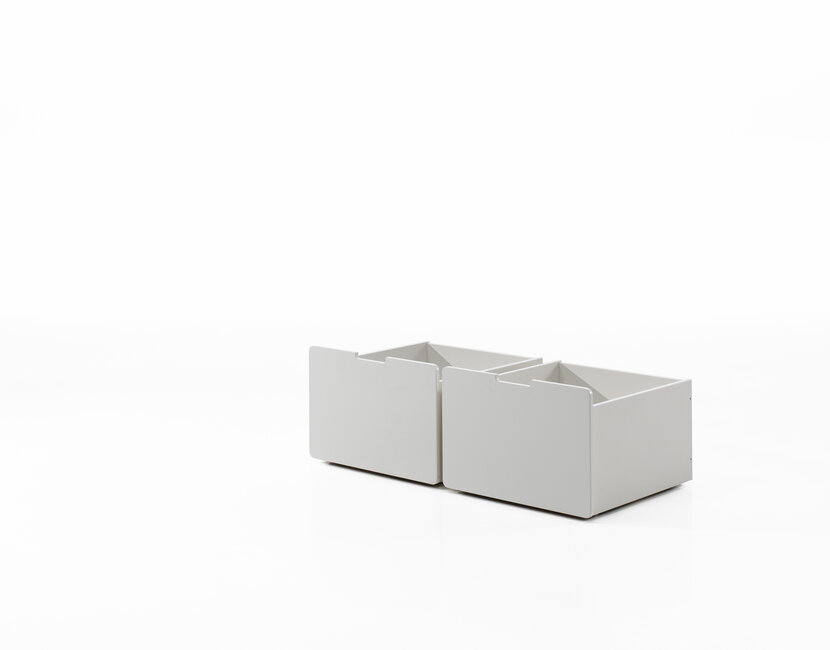 Halfhoogslaper Scott - Wit - 90x200 - laag model met glijbaan en 2 lades