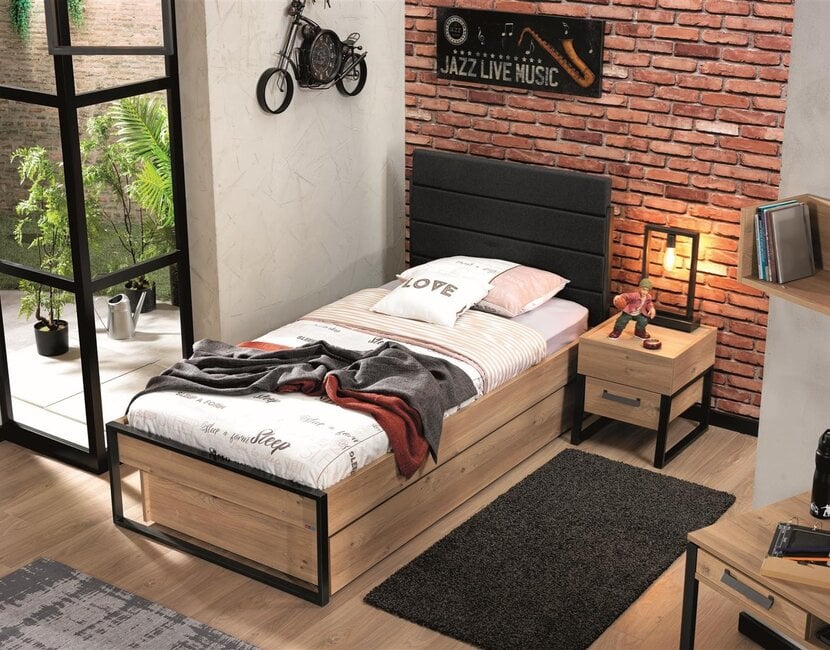 Kinderbed Irony recht hoofdeinde - 90x200 - Industrieel design