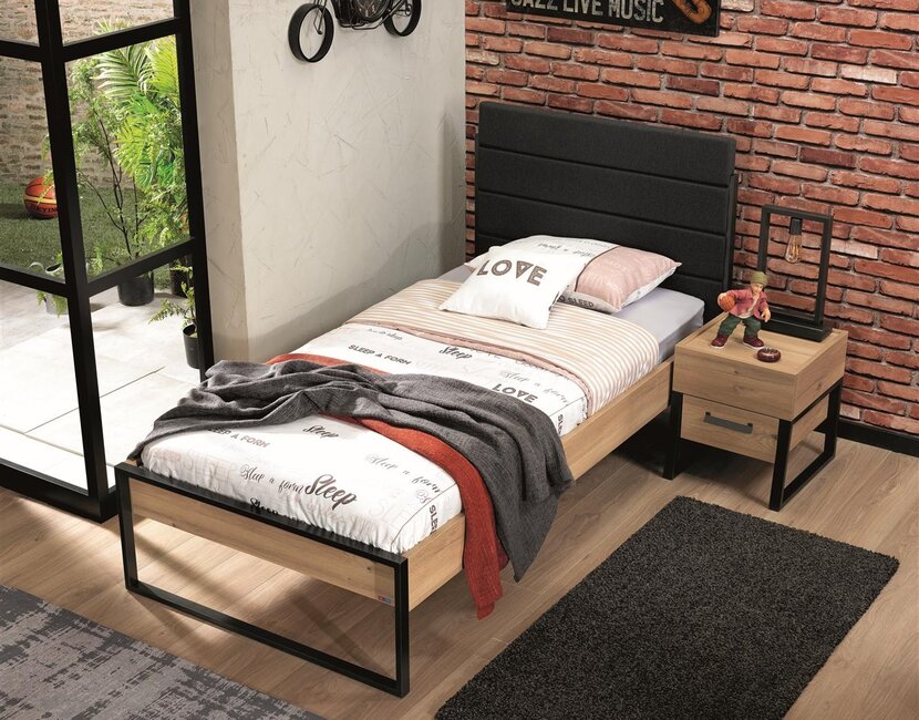 Kinderbed Irony recht hoofdeinde - 90x200 - Industrieel design