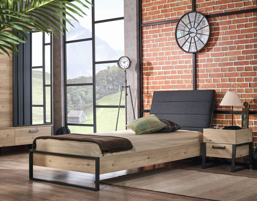 Kinderbed Irony schuin hoofdeinde - 90x200 - Industrieel design