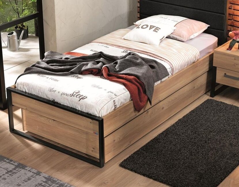 Kinderbed Irony schuin hoofdeinde - 90x200 - Industrieel design