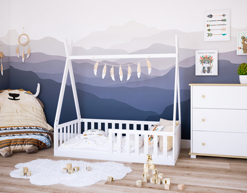 Vloerbed Tipi wit - 70x140 - Montessori peuterbed