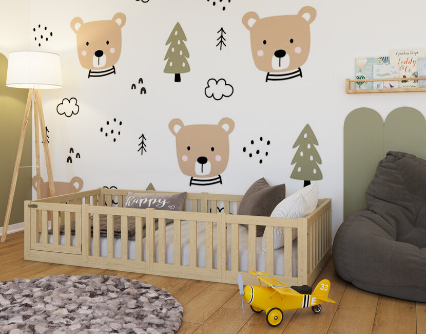 Montessori vloerbed Luna Natuur - 90x200