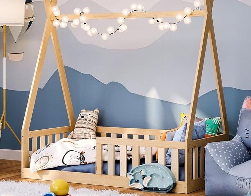 Vloerbed Tipi - 70x140 Natuur - Montessori peuterbed