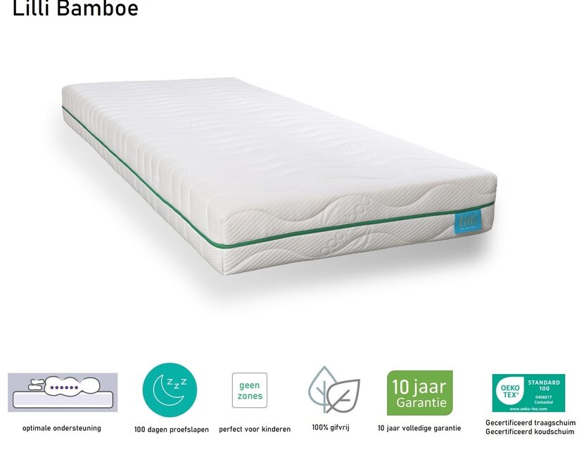 Kindermatras 70x200 Lilli Bamboe - Meegroeimatras