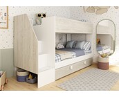 Stapelbed Easy grijs eiken met slaaplade