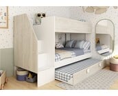 Stapelbed Easy grijs eiken met slaaplade