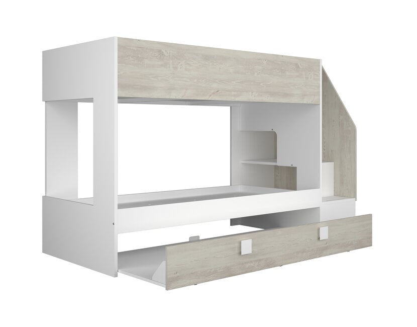 Stapelbed Easy grijs eiken met slaaplade