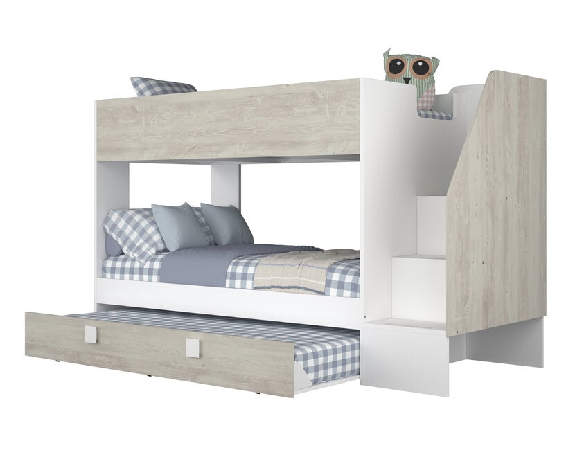 Stapelbed Easy grijs eiken met slaaplade