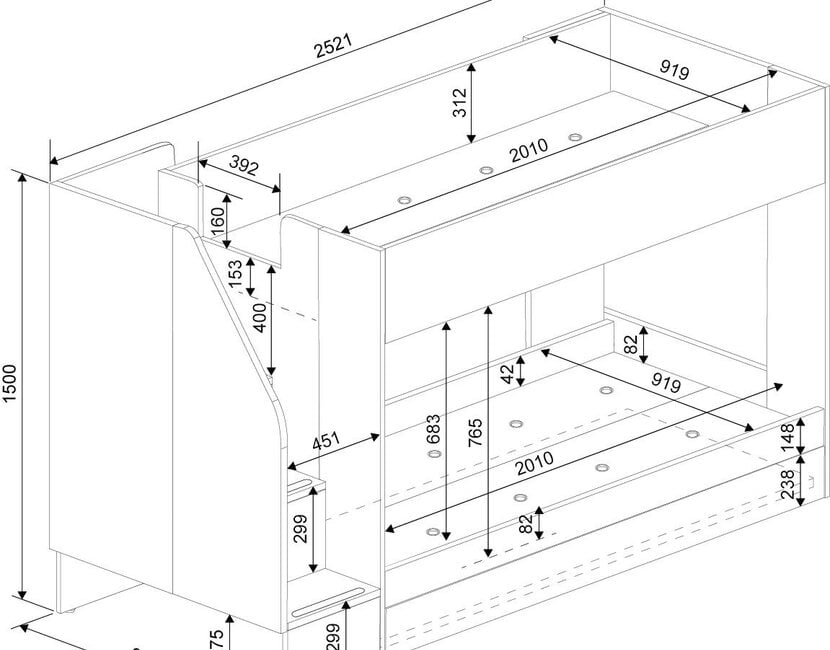 Stapelbed Easy - eikenkleur met slaaplade