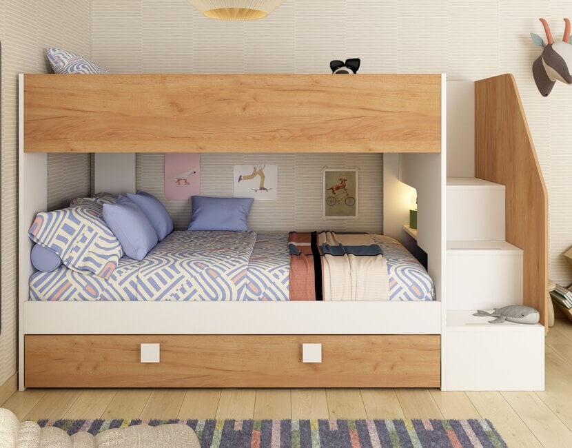 Stapelbed Easy - eikenkleur met slaaplade