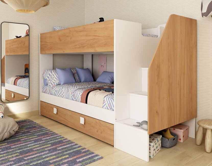 Stapelbed Easy - eikenkleur met slaaplade