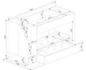 3 persoons Familiebed - Easy grijs eiken