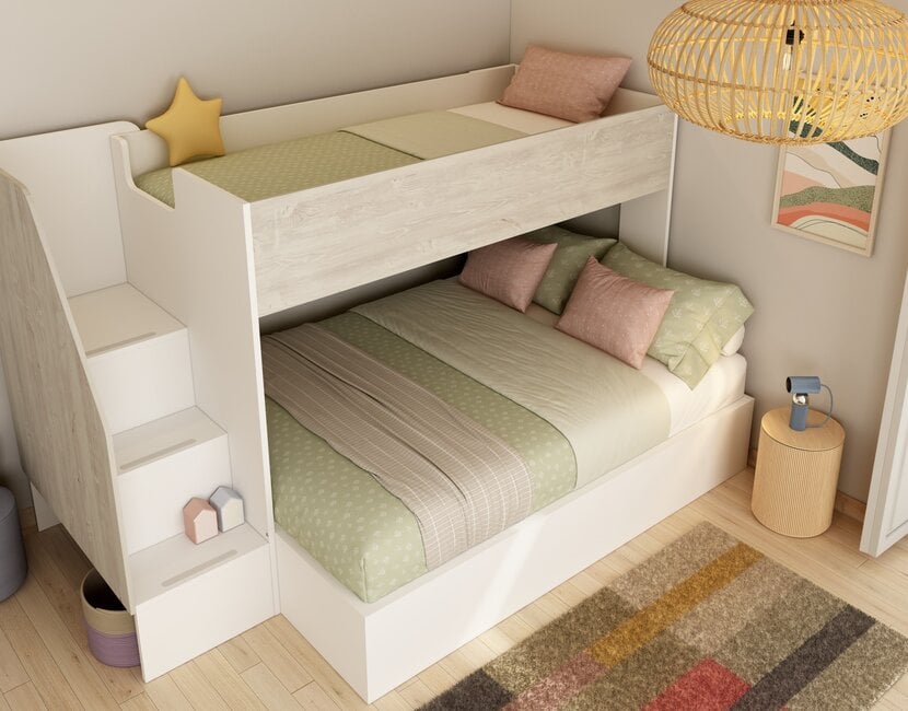 3 persoons Familiebed - Easy grijs eiken