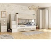 Stapelbed Easy grijs eiken met slaaplade