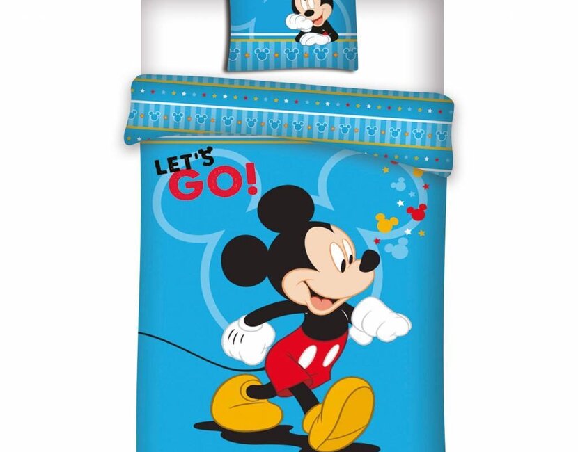 Disney Mickey Mouse Dekbedovertrek Let's Go 140 x 200 cm + 1 kussensloop 63 x 63 cm -