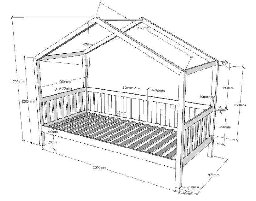 Bedbank Dallas - 90x200 - Massief Eiken