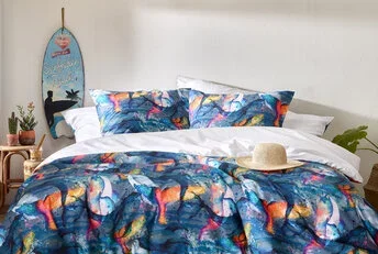 Dekbedovertrek Whales Deep Blue