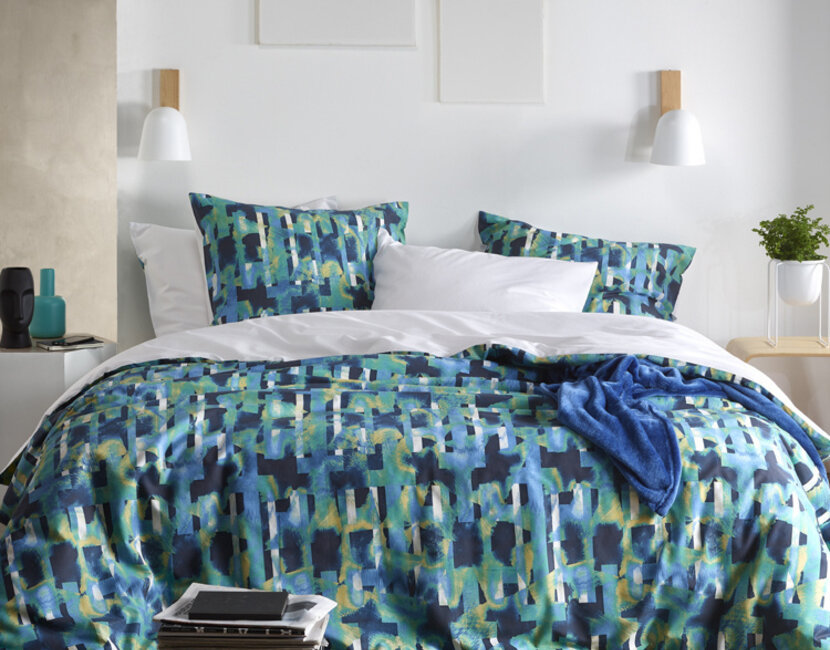 Dekbedovertrek Checkered Sea Green