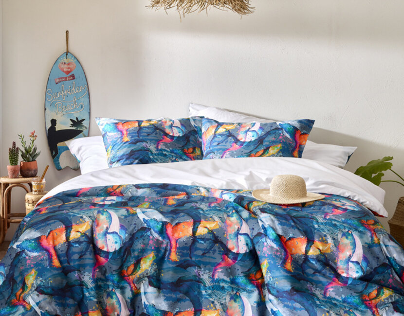 Dekbedovertrek Whales Deep Blue