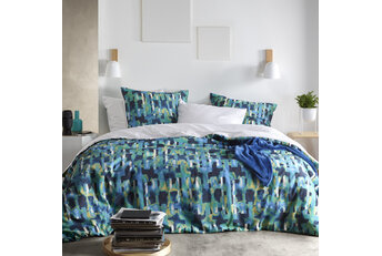 De Witte Lietaer Dekbedovertrek Checkered Sea Green