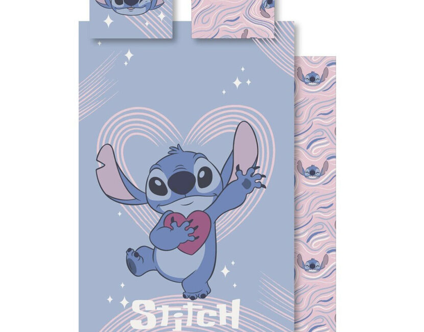 Disney Lilo & Stitch Dekbedovertrek Heart - 140 x 200 cm / 65 x 65 cm - Polykatoen