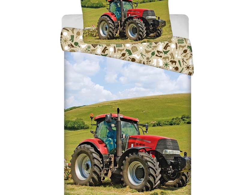 Sweet Home Dekbedovertrek, Tractor - Eenpersoons - 140 x 200 cm / 70 x 90 cm - Katoen