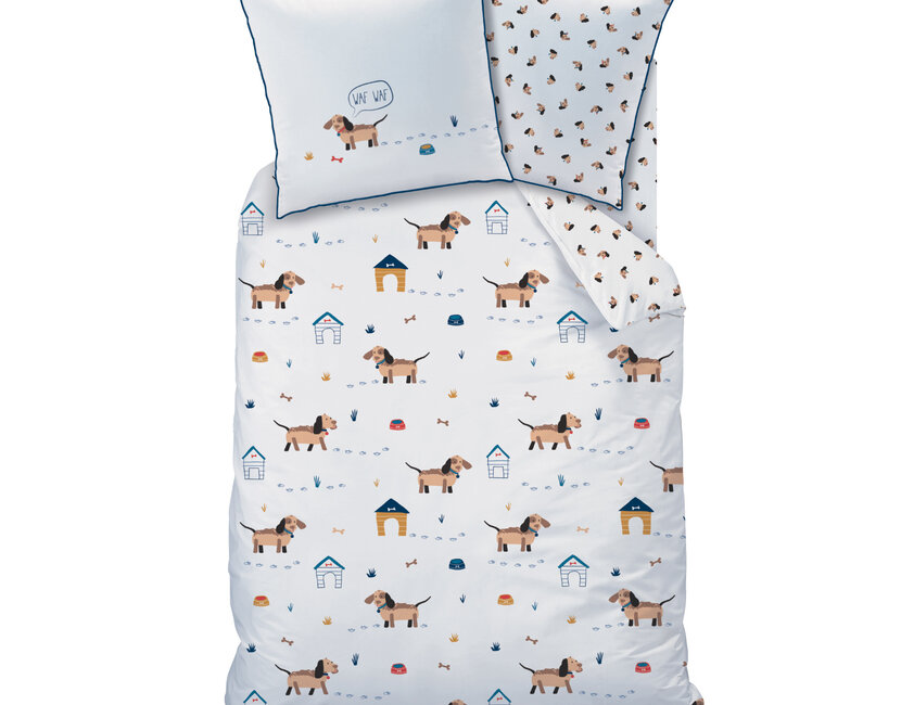 Matt & Rose Dekbedovertrek, Waf Waf - 140 x 200 cm + 63 x 63 cm - Katoen